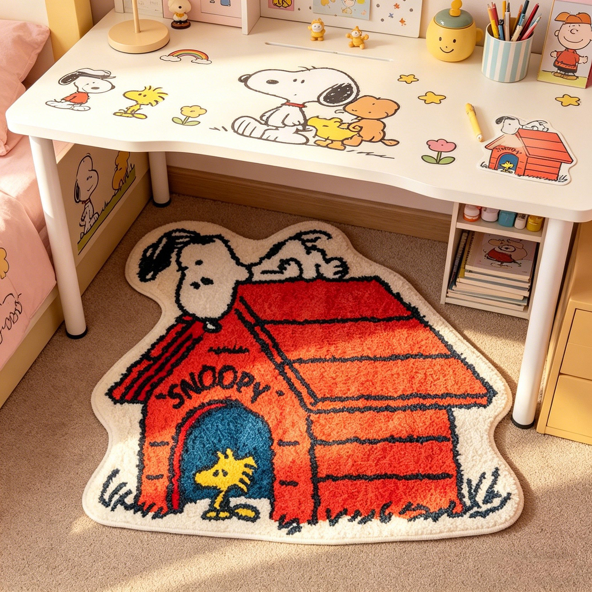 Home Goods Bathroom Mats - Cute Cartoon Snoopy House Shaped Rug