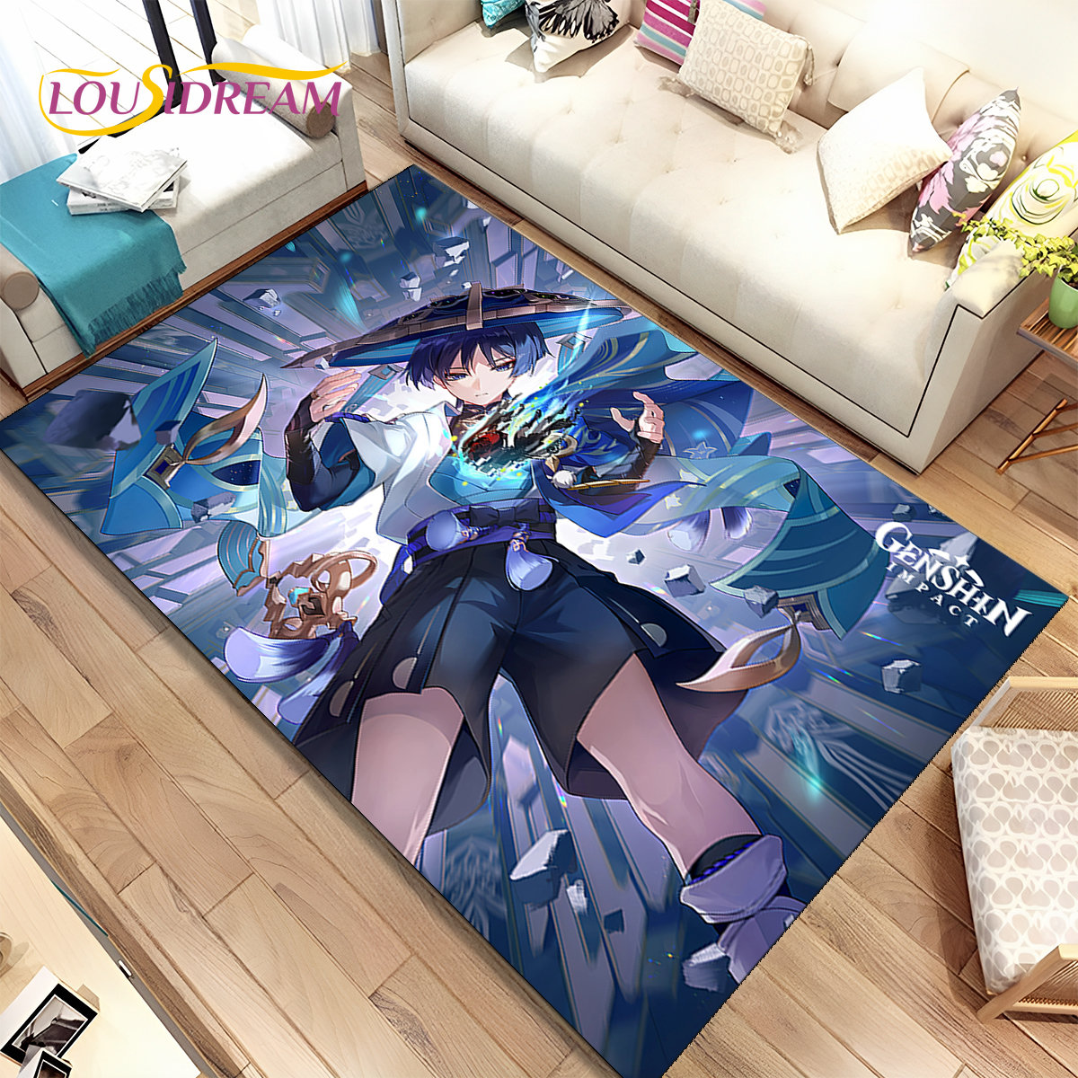 Home Bathroom Rugs - Genshin Impact Cartoon Game Area Rug,Carpet