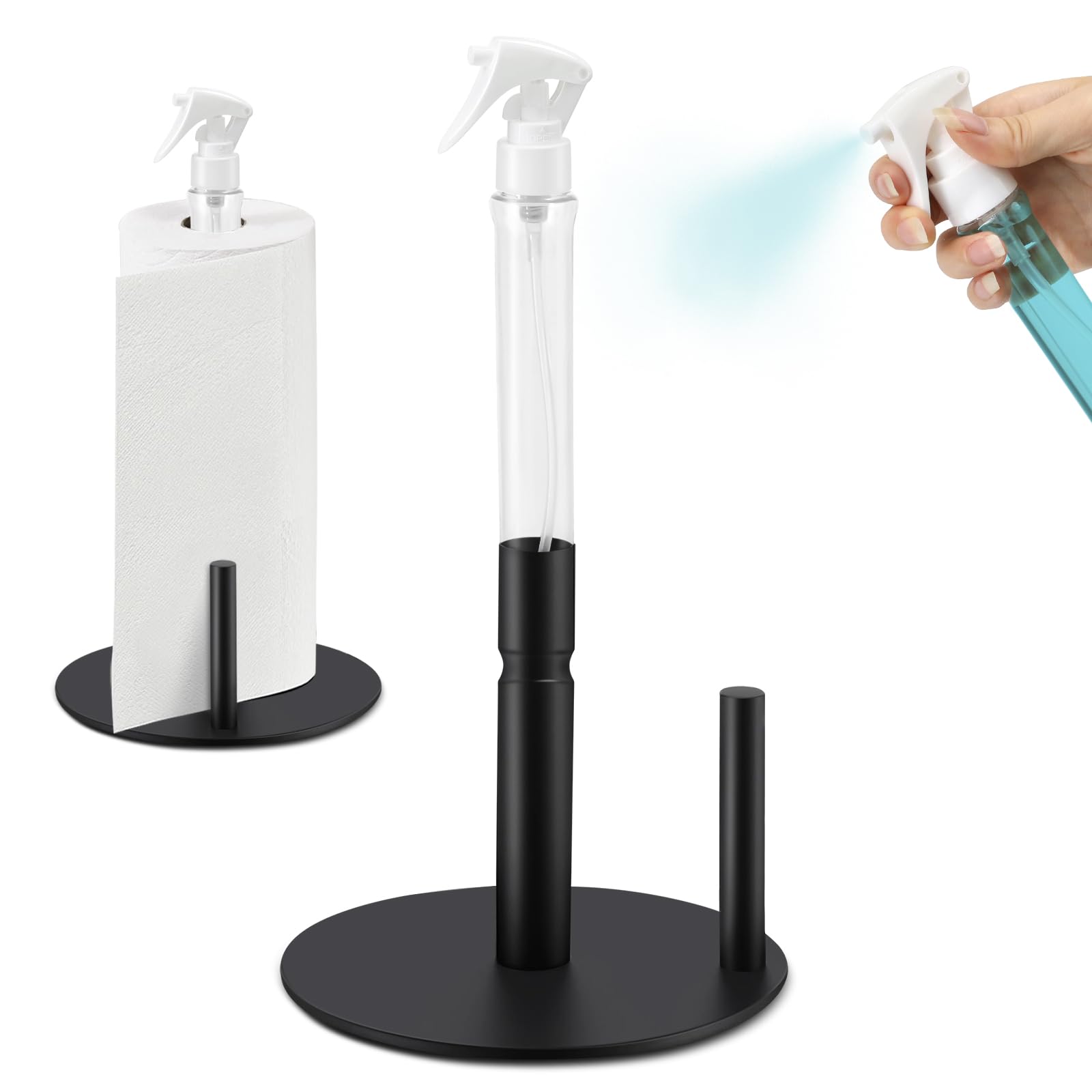 Towel Bar Stainless - Paper Towel Holder with Spray Bottle,