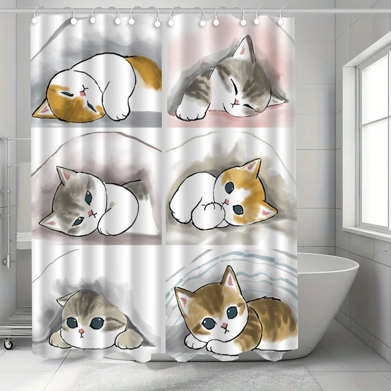 Cute Sleeping Cats Shower Curt - Home Bathroom Design Ideas recensione e prezzo