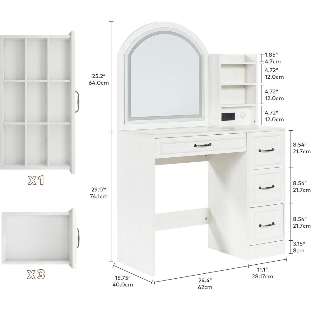 3-Color LED Makeup Vanity Desk - Home Outlet Bathroom Mirrors recensione e prezzo