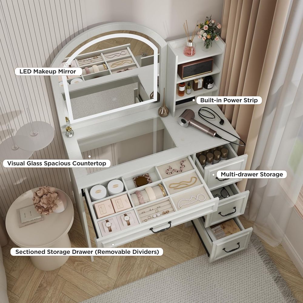 3-Color LED Makeup Vanity Desk - Home Outlet Bathroom Mirrors recensione e prezzo