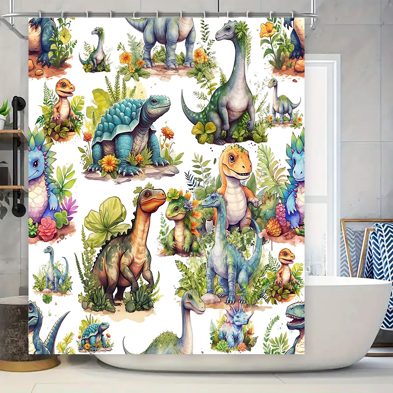 Colorful Dinosaur Shower Curta - Home Bathroom Design Ideas recensione e prezzo