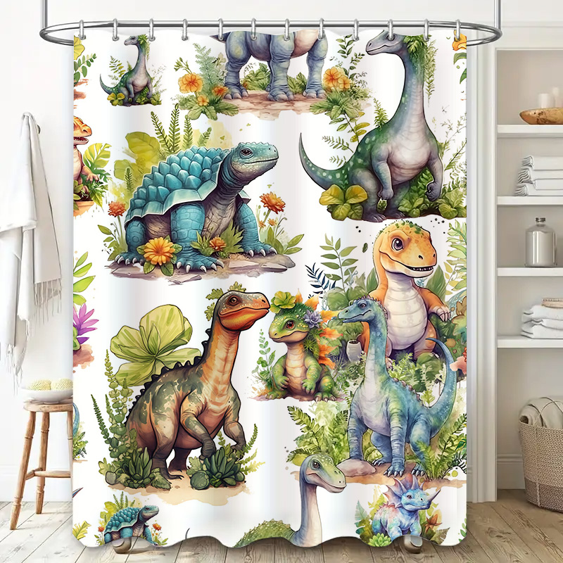 Colorful Dinosaur Shower Curta - Home Bathroom Design Ideas recensione e prezzo