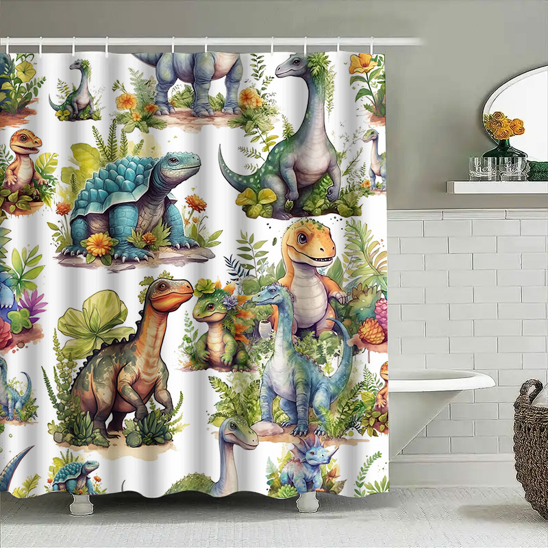 Colorful Dinosaur Shower Curta - Home Bathroom Design Ideas recensione e prezzo