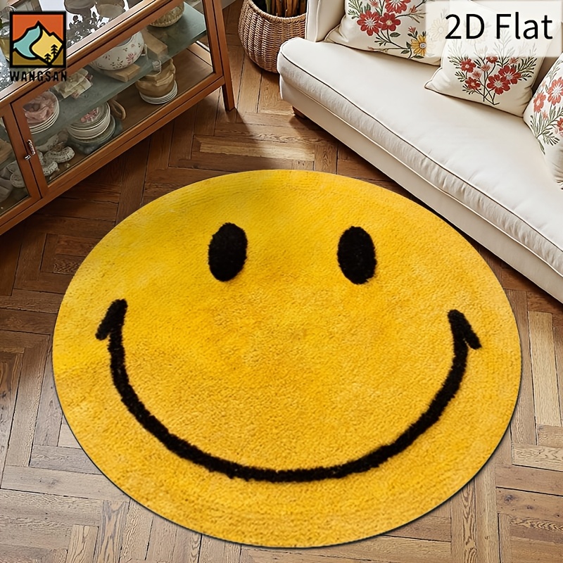 2D Round Flannel Rug Smiley Fa - Home Bathroom Rugs recensione e prezzo