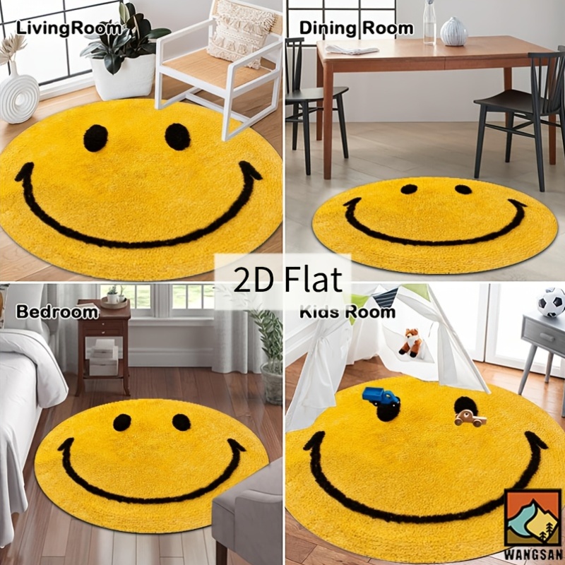 2D Round Flannel Rug Smiley Fa - Home Bathroom Rugs recensione e prezzo