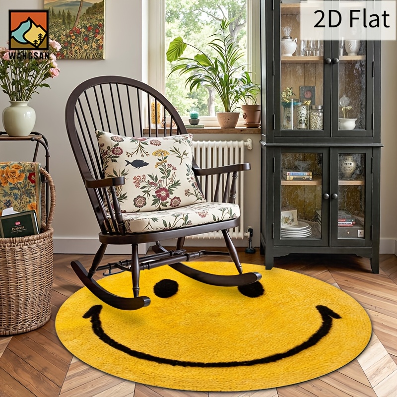 2D Round Flannel Rug Smiley Fa - Home Bathroom Rugs recensione e prezzo