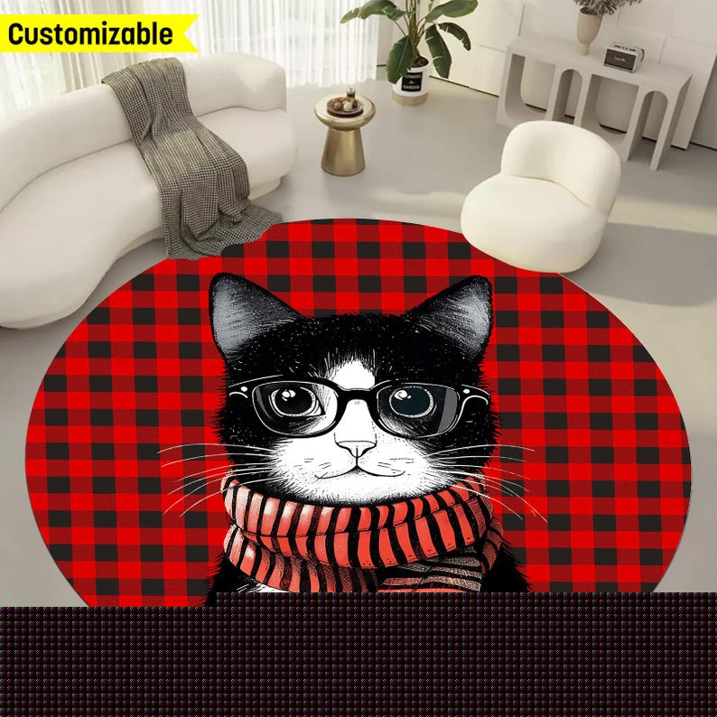 Christmas Cat Round Rug with P - Home Bathroom Design Ideas recensione e prezzo