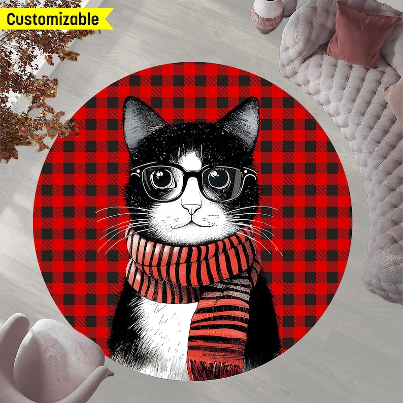 Christmas Cat Round Rug with P - Home Bathroom Design Ideas recensione e prezzo