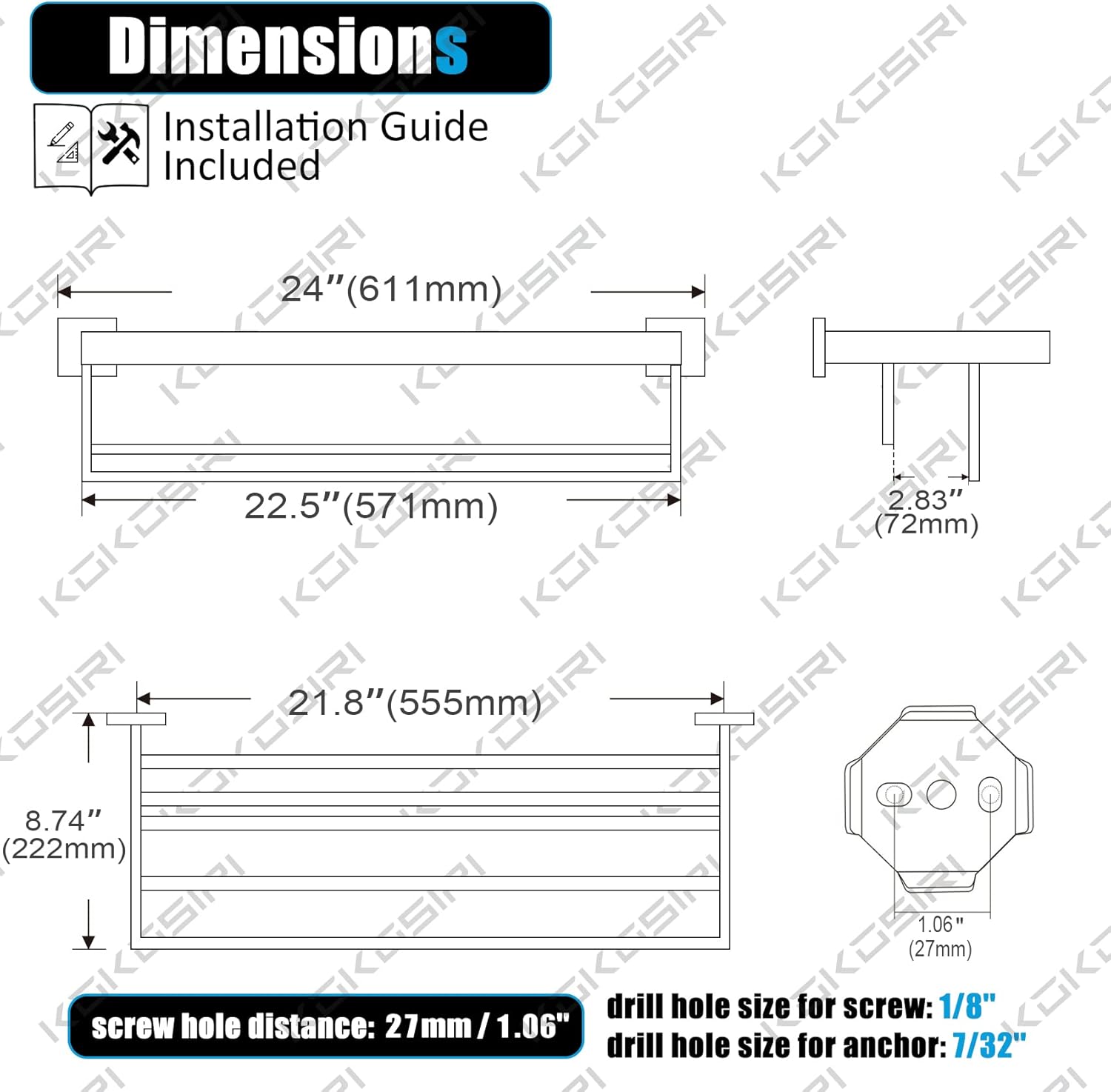 24'' Chrome Towel Shelf with T - Towel Bar Stainless recensione e prezzo