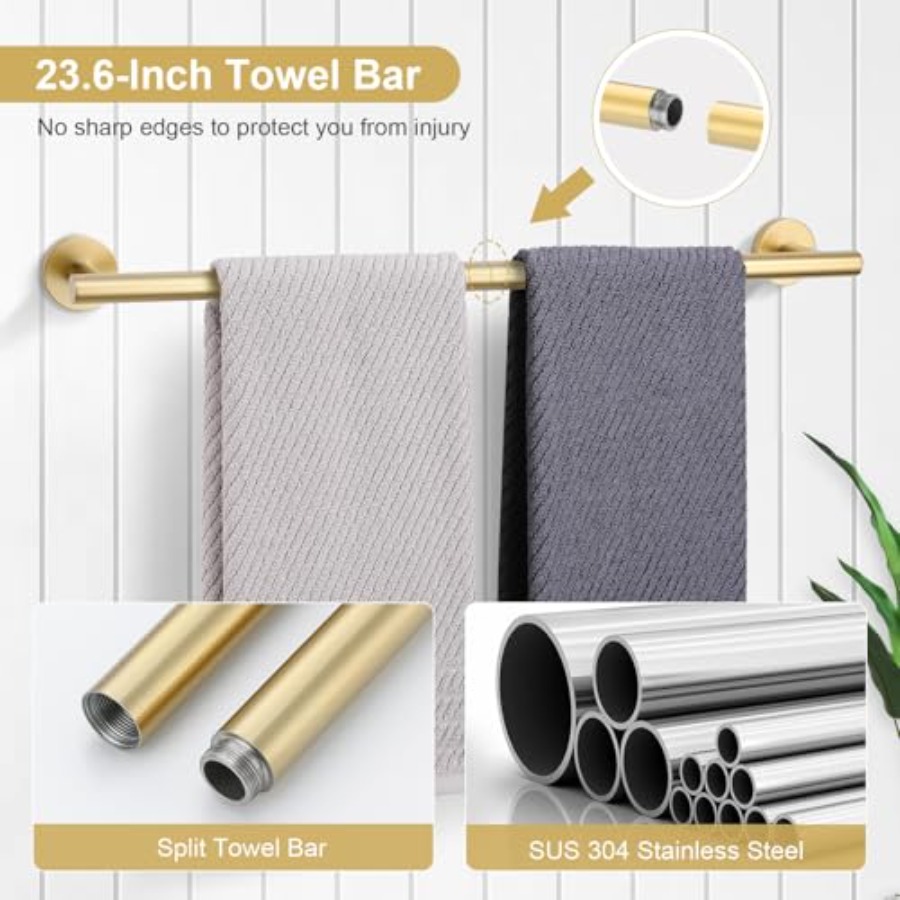 5 Pcs Bathroom Accessories Set - Towel Bar Stainless recensione e prezzo